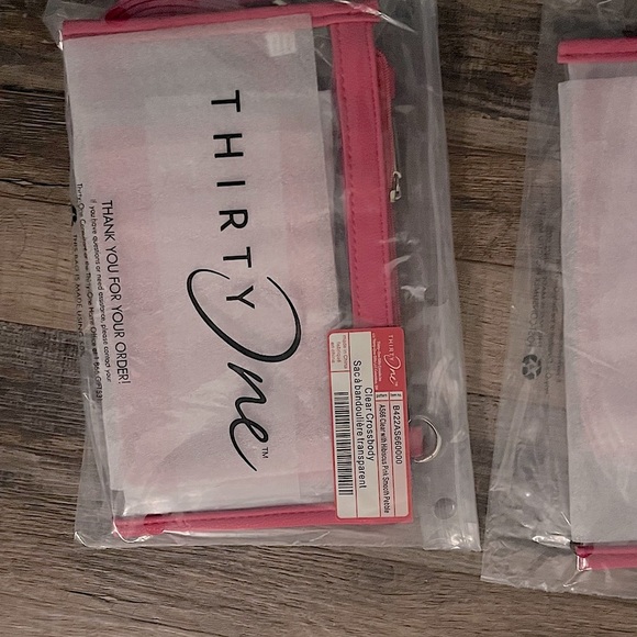 NIP! Thirty-One Crossbody-Clear in Hibiscus Hot Pink Smooth Pebble w/wallet. - Picture 6 of 6